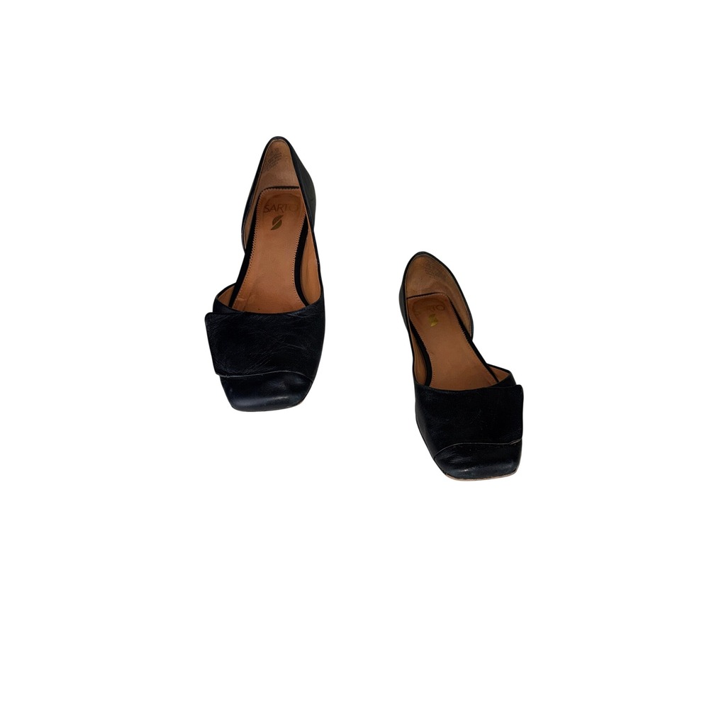 Sarto by Franco Sarto Womens Black Leather Square Toe dOrsay Flats Size 8.5M